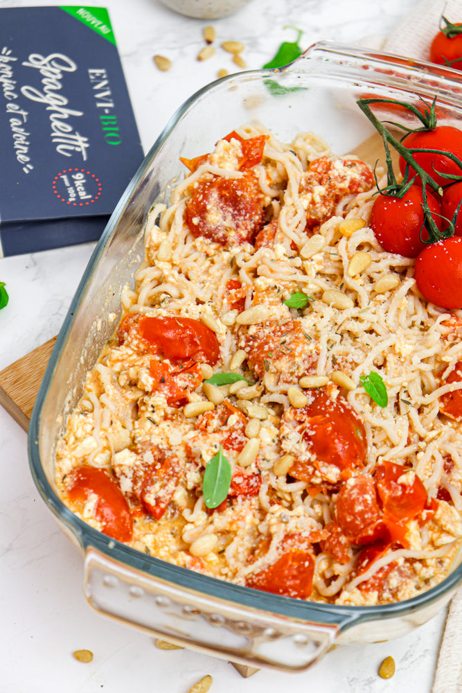 Spaghetti fêta et tomates rôties – Envi Bio